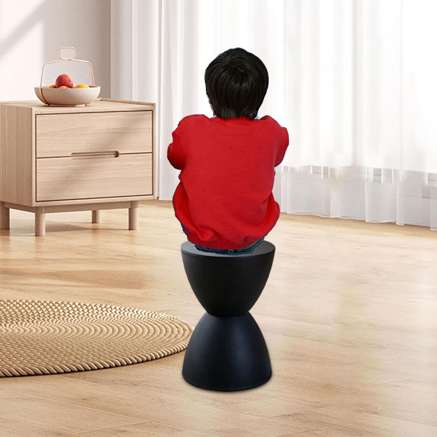 Ottoman Foot Stool Multi -Purpose Creative Furniture Compact Shoe Change Children's Chair for Kindergarten Bedroom Bed, Black