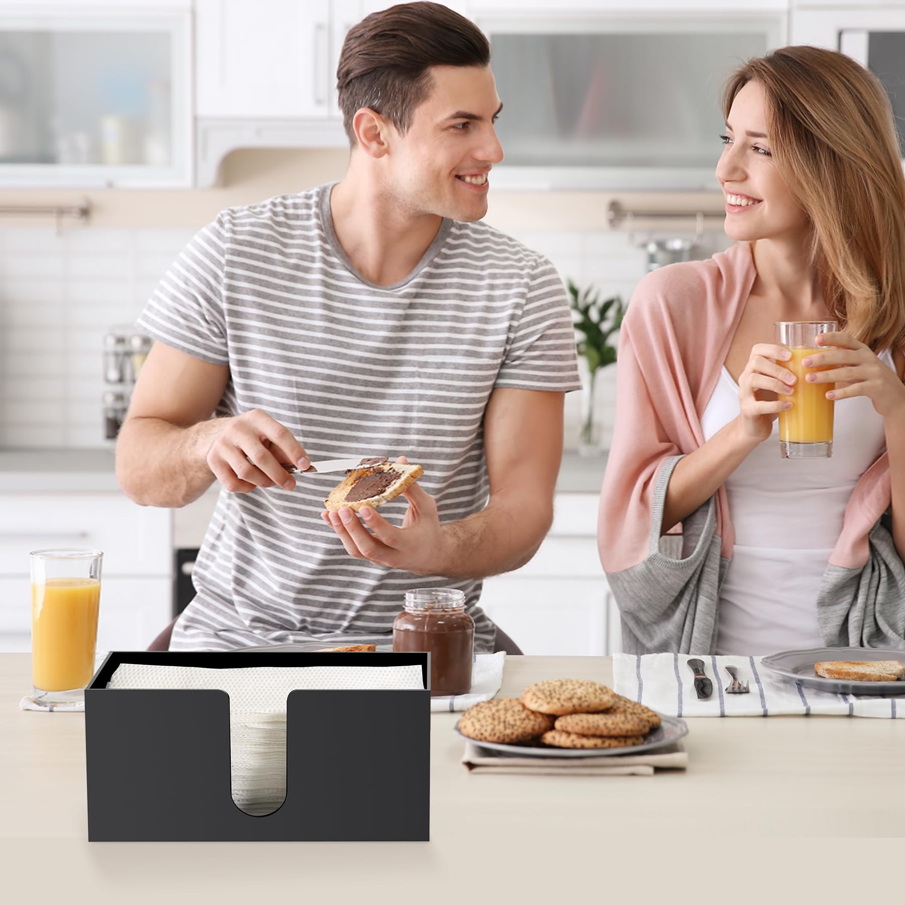 Soporte acrílico para toallas de papel para encimera, servilletero acrílico negro, dispensador de toallas de papel (3 mm) para toallas de papel plegables en C, plegado en Z o multipliegue para baño