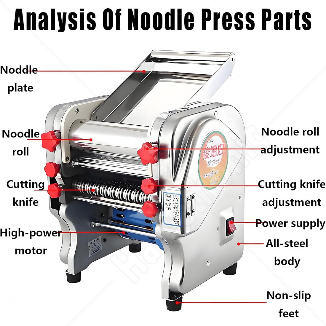 Máquina eléctrica de acero inoxidable para pasta fresca y tagliatelle.