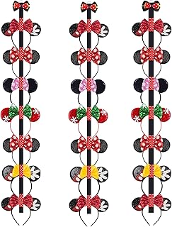 CN 3Pcs Mouse Ear Headband Holder Organizer,Bows Headband Storage Polka Dot Hanging Wall Display Decor for Girls Hair Bow Accessories for Christmas Halloween Birthday Gift