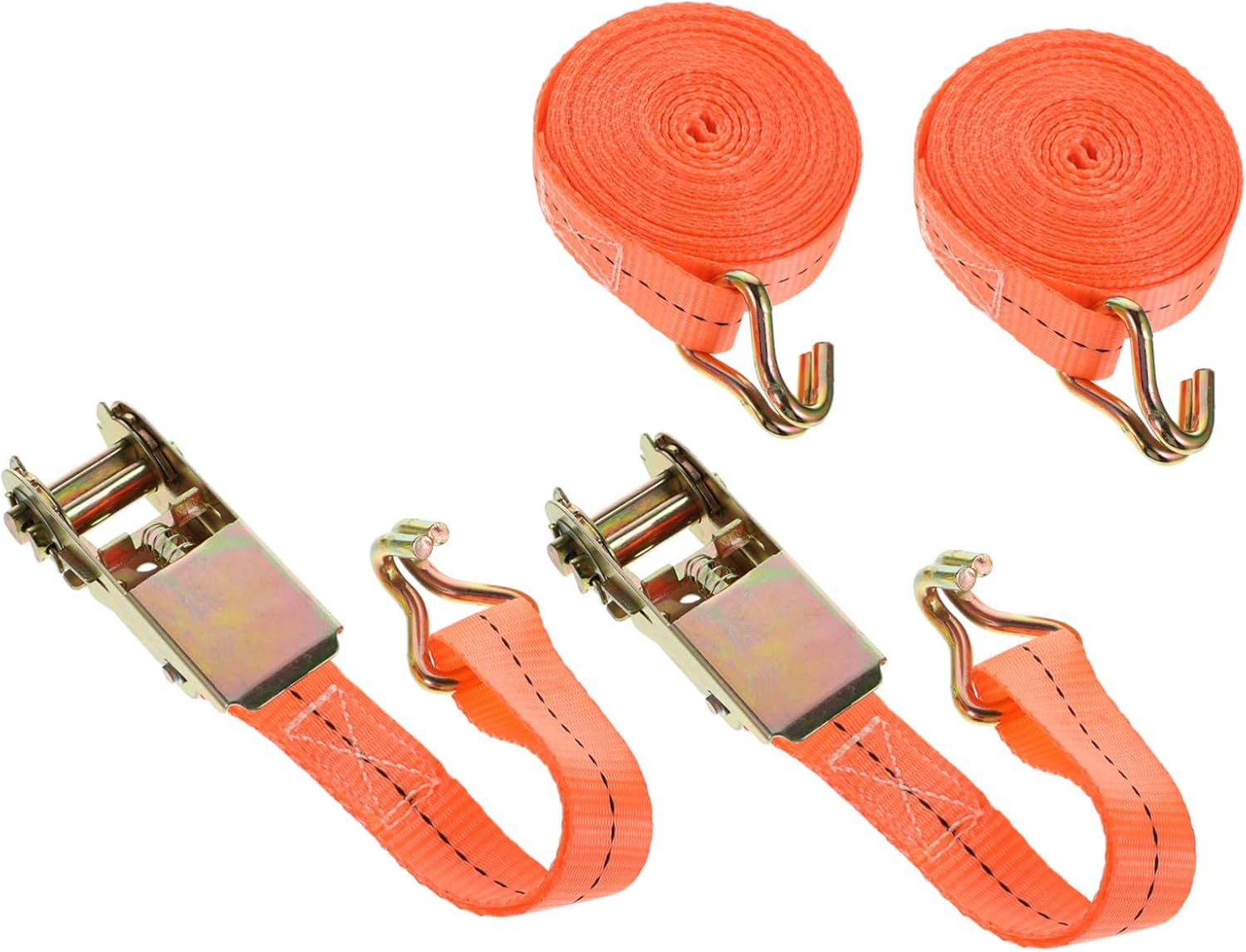 VILLCASE 4pcs Heavy Duty Ratchet Tie Down Straps with Reinforced Steel Hooks Wide Polyester Cargo Fastening Belts for Trucks Trailers Motorcycles and Hauling Reliable Cargo Fixing