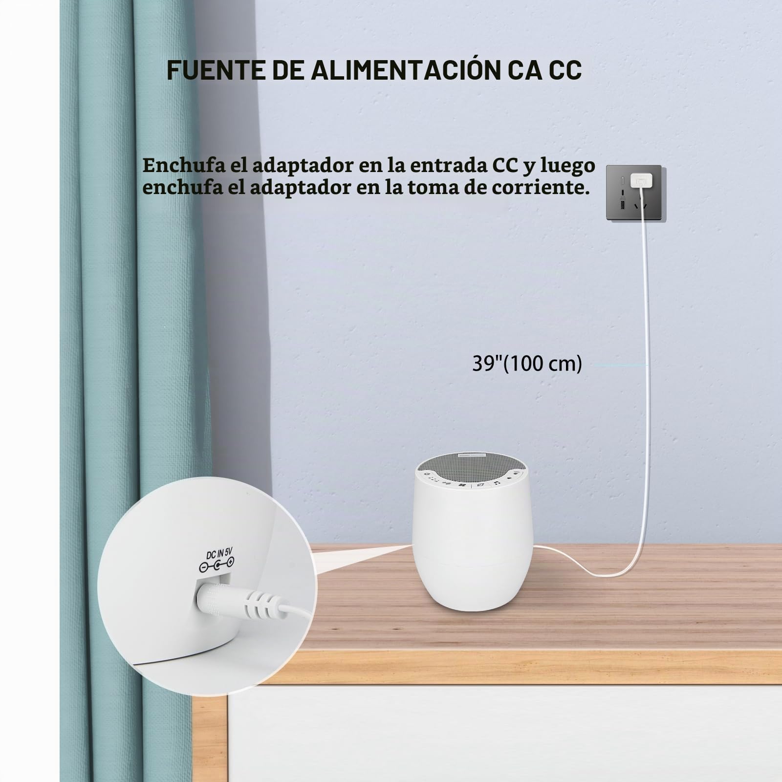 BIGMONAT Máquina De Ruido Blanco con Control Remoto,60 Fuentes de Sonido Calmantes Naturales y de Corriente Alterna (Incluidas),Adecuadas Para Adultos y Bebés Pequeños - Blanco