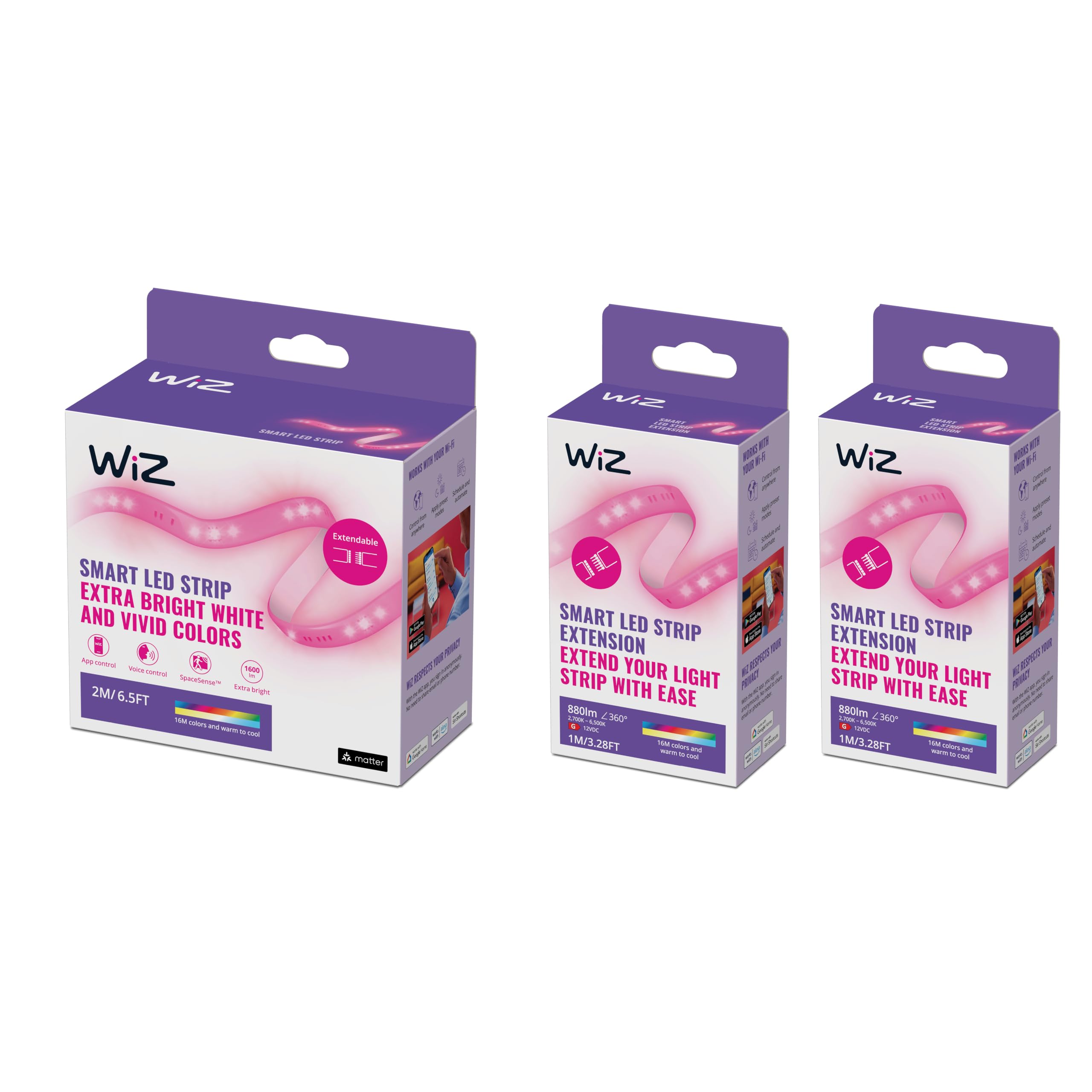 WiZ Ruban LED 4 Mètres Lumière blanche et colorée - Light Strip - Incluye luz LED inteligente - WiFi