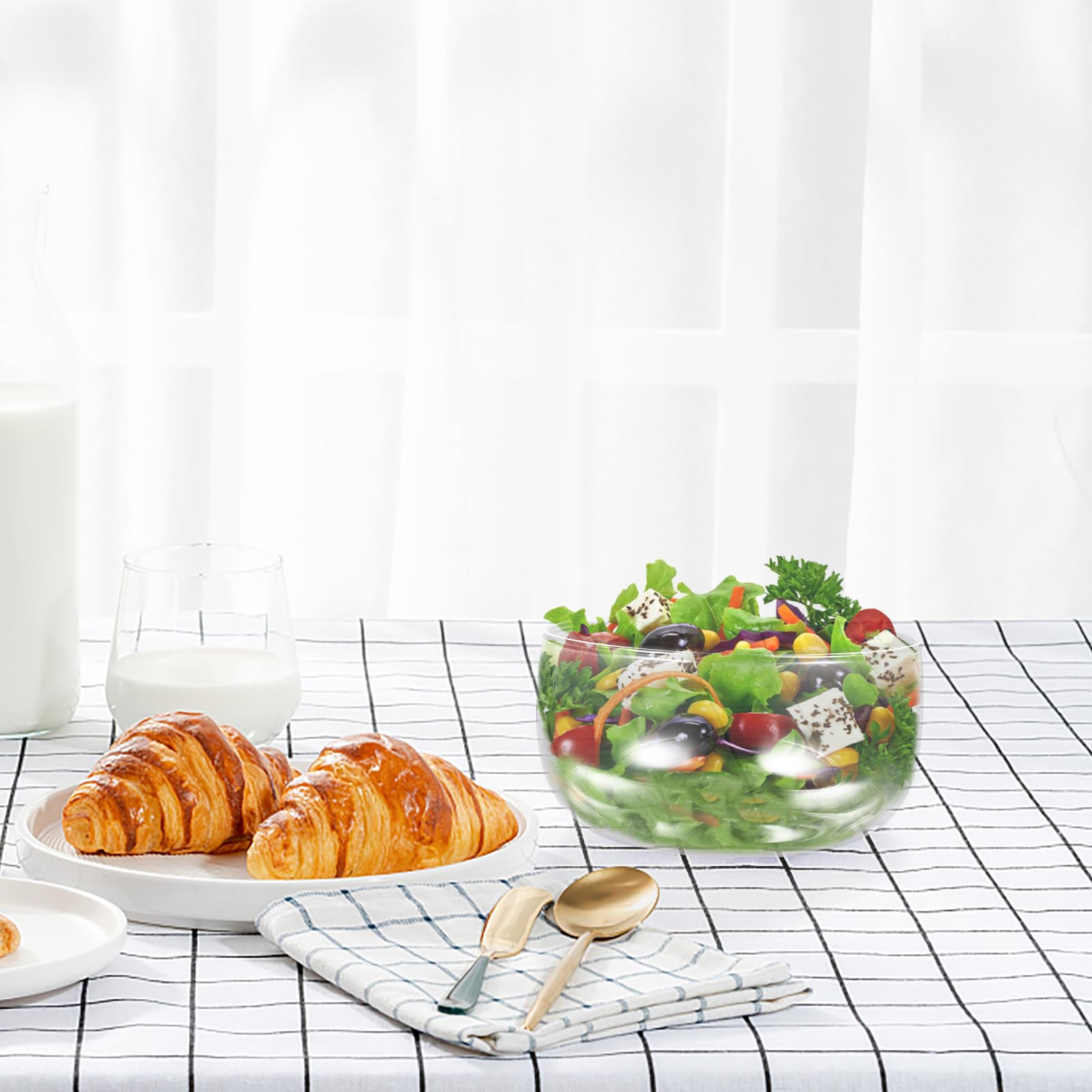 KALLORY Transparent Round Glass Bowl Heatproof Cold Tolerance Food - View #3