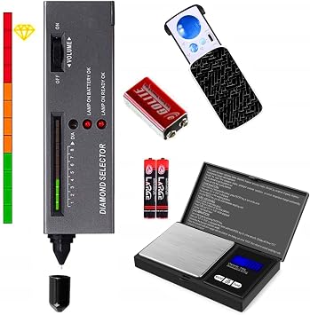 Jewelry Diamond Tester,Jewelry Diamond Tester+200g/0.01g Mini Jewelry Scale+30X 60X 90X Mini LED Magnifying,Professional Diamond Selector for Novice and Expert,Thermal Conductivity Meter