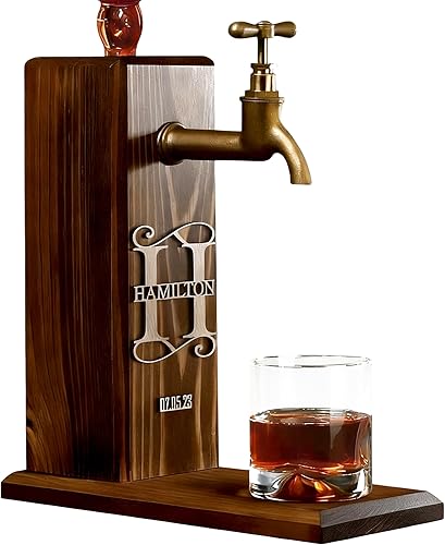 Miniatura 1 de Juego de dispensador de whisky personalizado para hombres, dispensador de licor grabado de madera con nombre en relieve para el hogar, bar, pub,