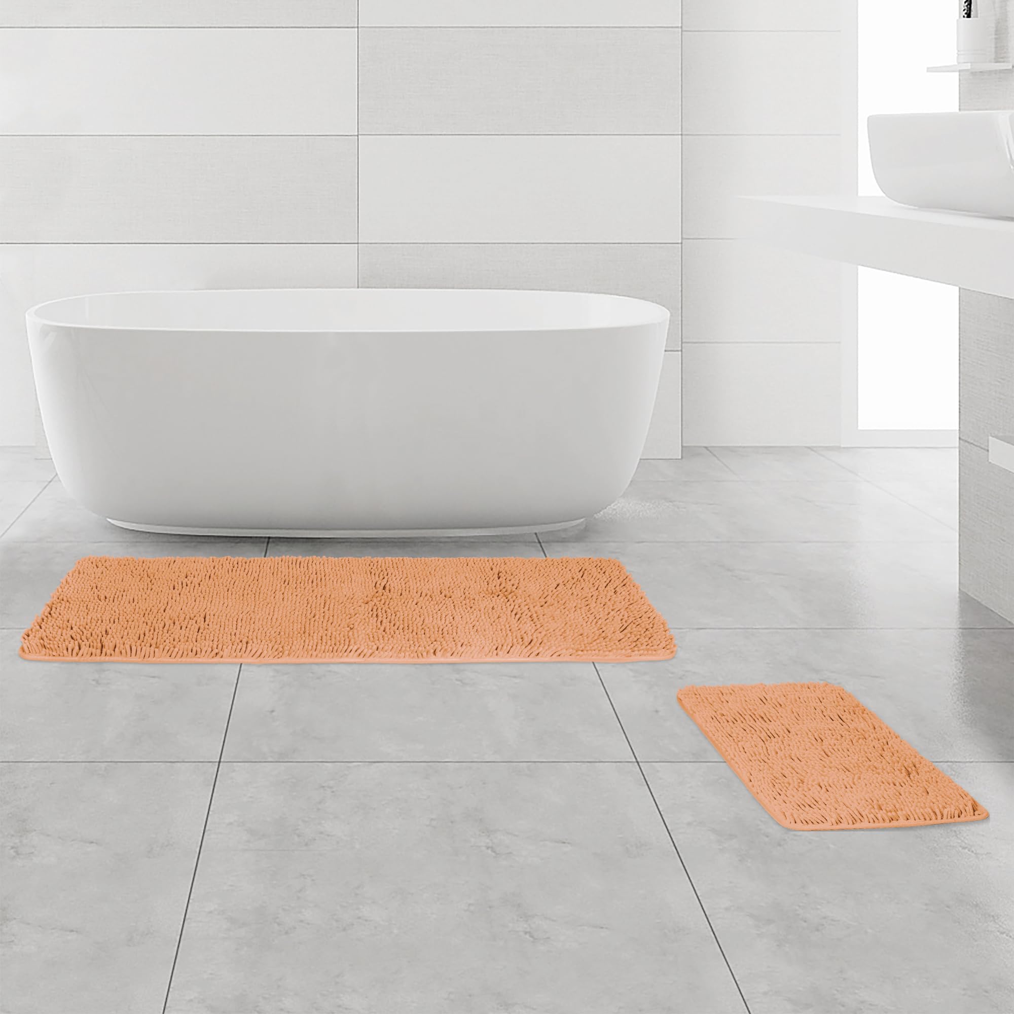 Yeaban Bathroom Rugs Sets 2 Piece – Thick Chenille Bath Mats | Absorbent and Washable Bath Rug Non-Slip, Soft Rugs for Bathroom, Shower, Sink(17" x 24