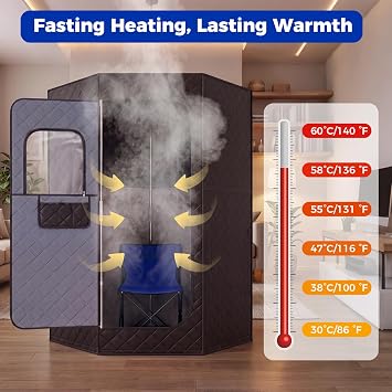 COSTWAY Portable Infrared Sauna Steam, Full Body Sauna Tent Steam Room with 3/4 Heaters, Timer, Heated Foot Pad, Remote Control & Chair, Personal Home Spa Pod Box for Therapy Detox (Black, Pentagon)