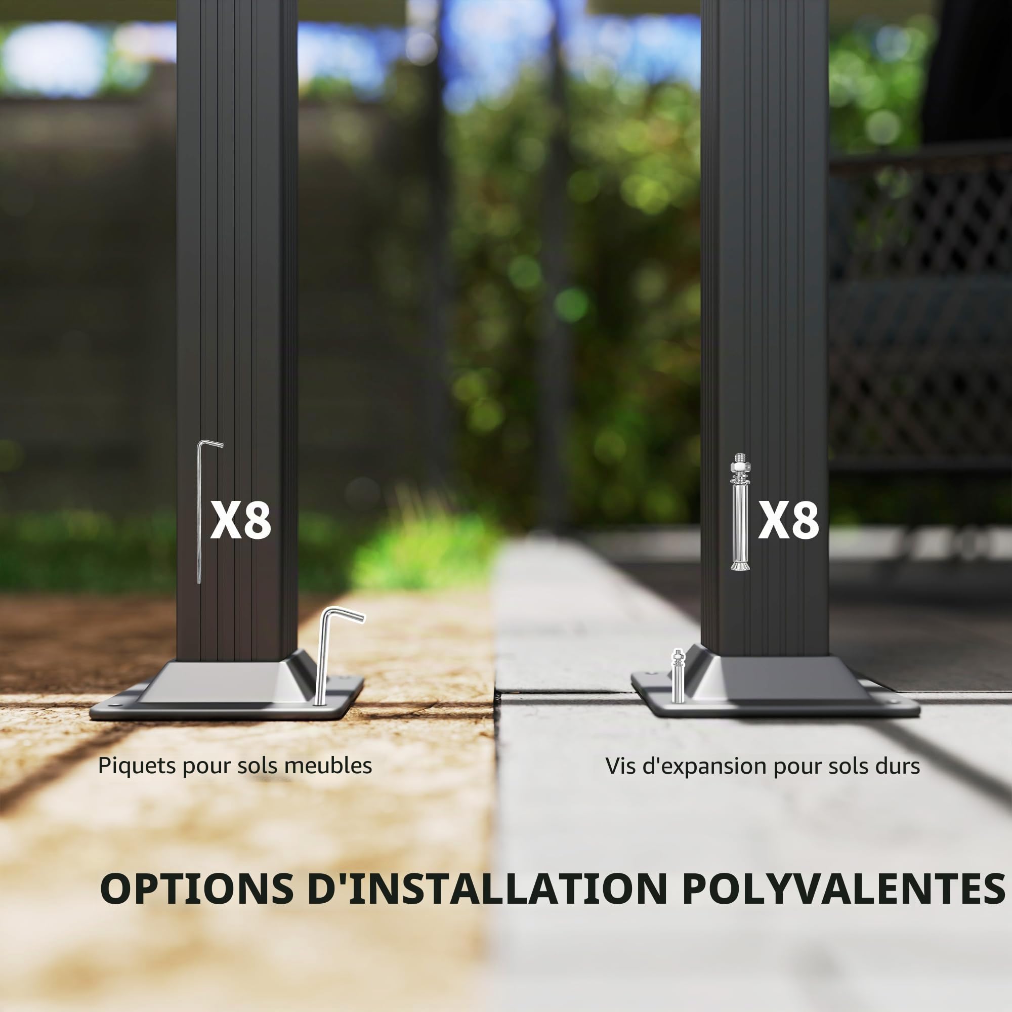 Outsunny 13'x13' Pergola toit rétractable cadre alu renforcé blanc