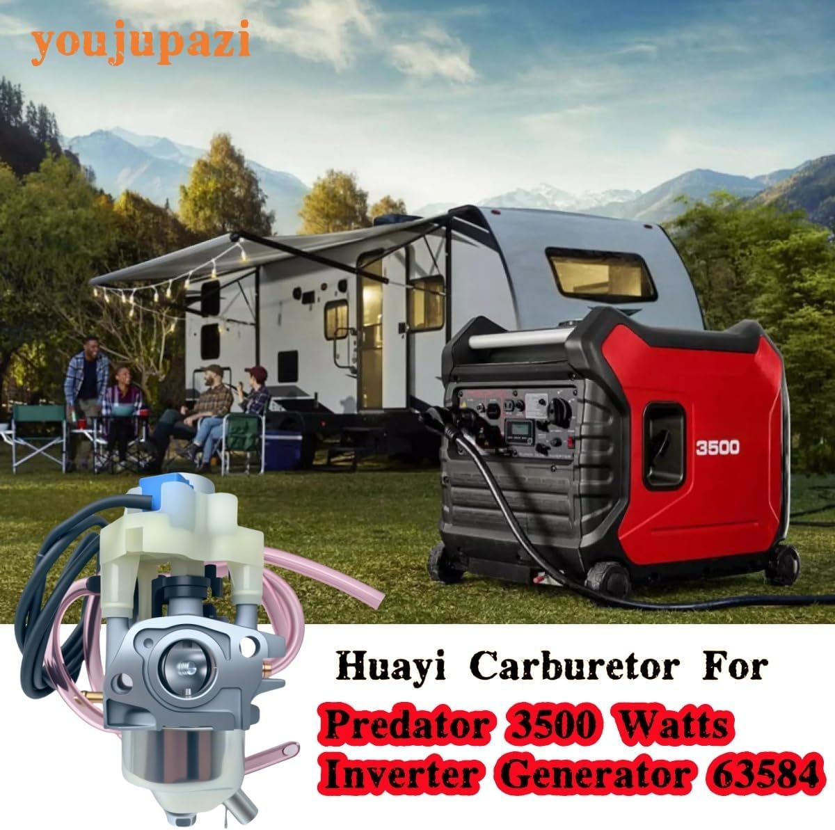 Huayi Carburetor Carb Assy with Inverter Generator air filter For Predator 3500 Watts Inverter Generator 63584