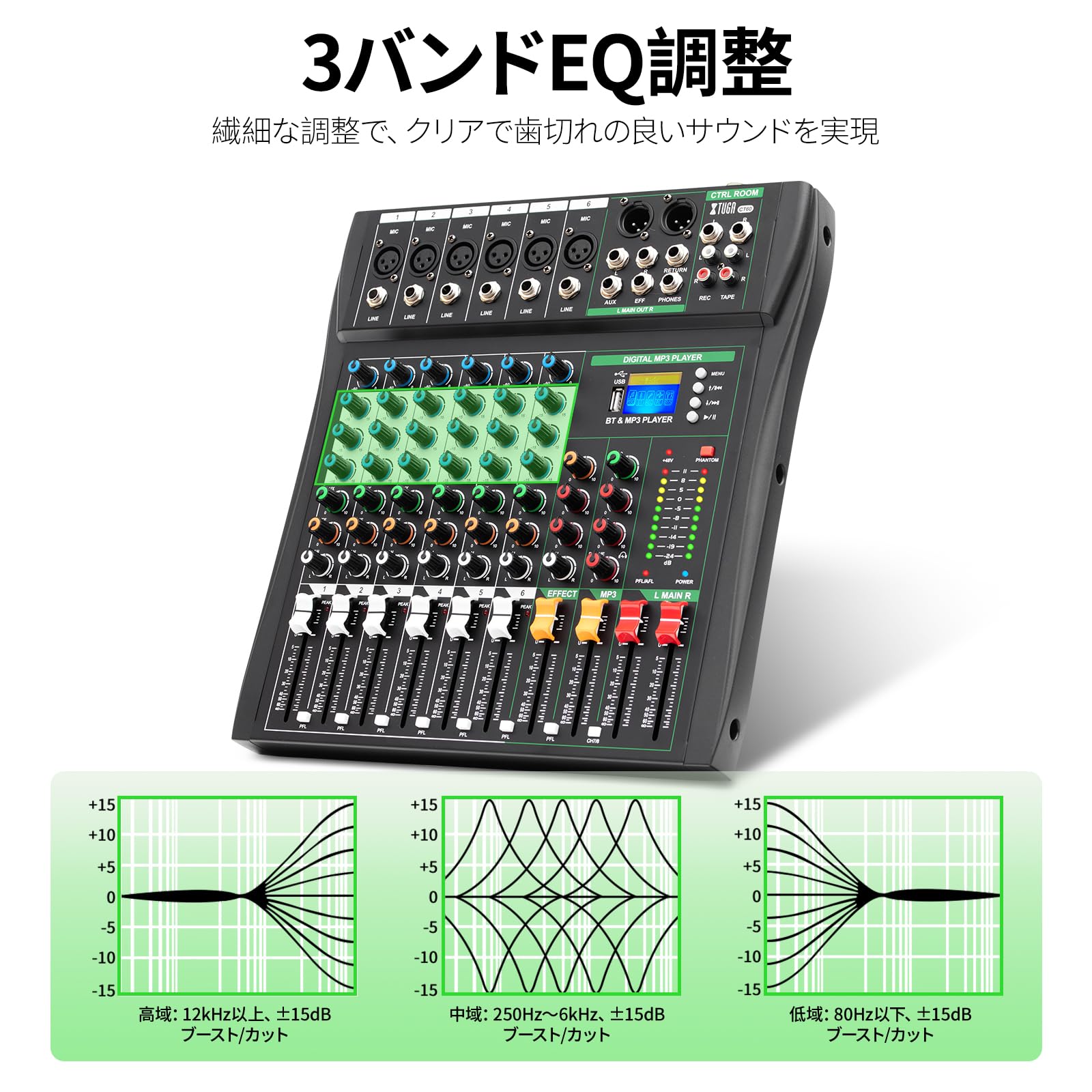 Amazon.co.jp: XTUGA CT60 6 Channel Audio Mixer Portable Mini Sound