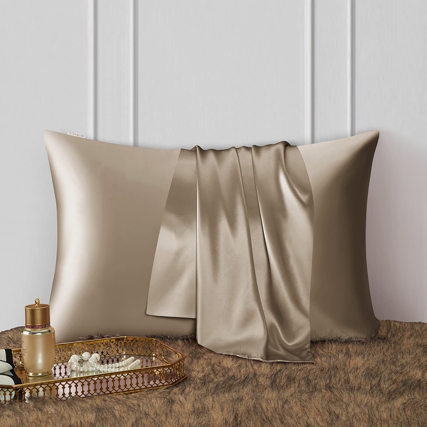 DISANGNI 100% Natural Mulberry Silk Pillow case for Hair and Skin with Hidden Zipper 22 Momme Both Sides Real Silk Pillow Case (2pc 51x66cm - Image 2