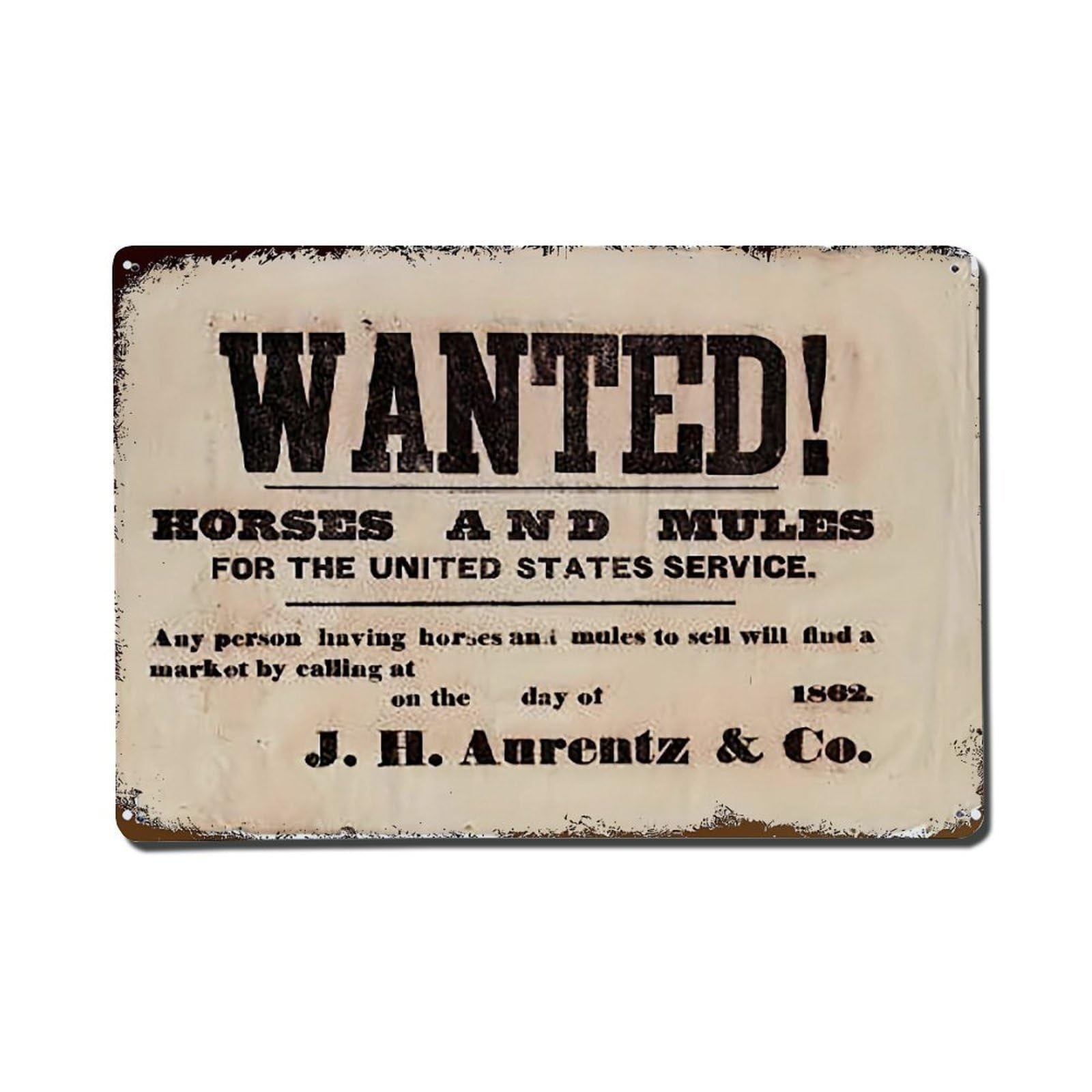 Jdfenggu Vintage Wanted Horses And Mules Poster Retro Metal Tin Sign, Metal Poster For Bar, Home, Man Cave, Kitchen, Laundry Room Art Decor 8X12 Inch