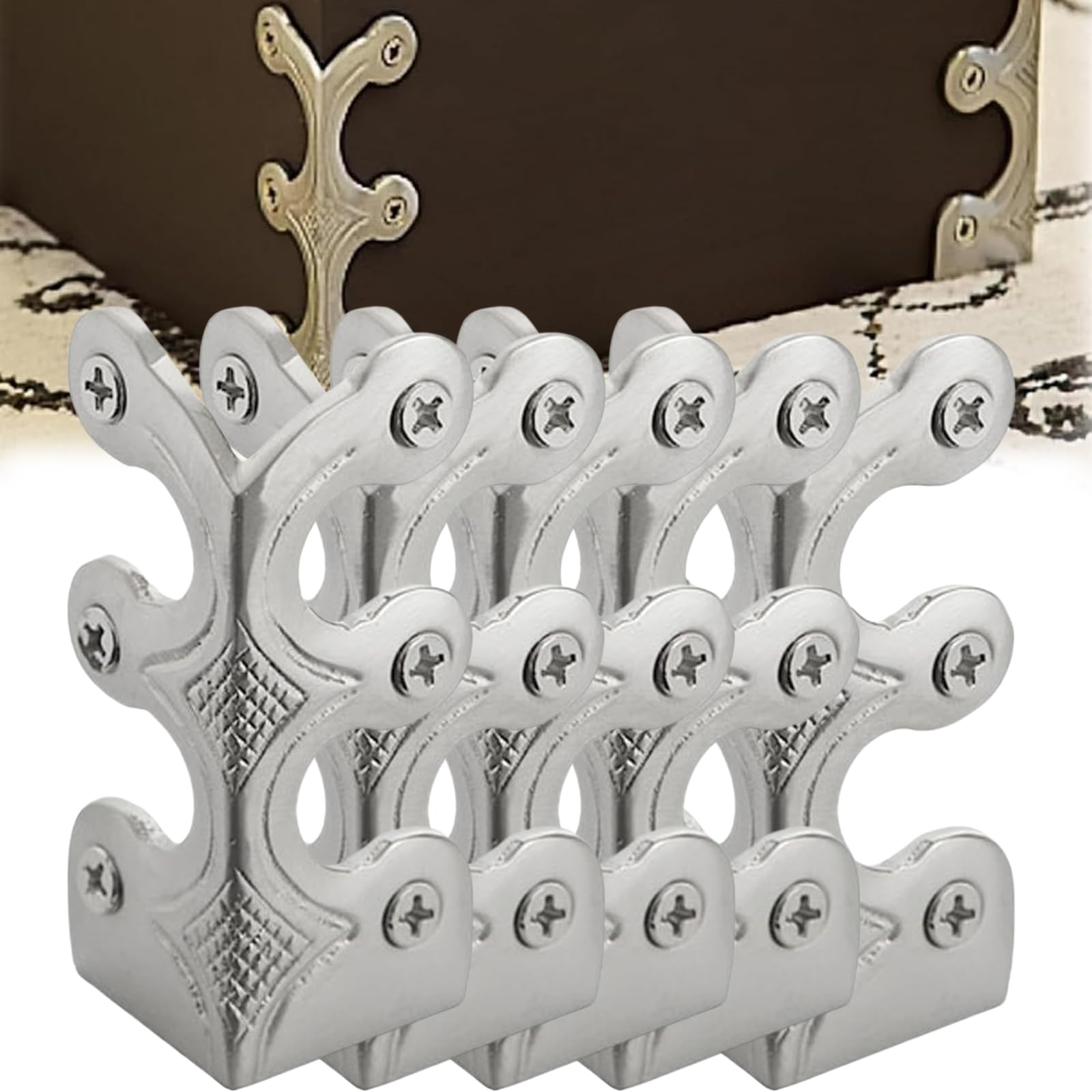 KyneLit Skiffers Baseboard Corner Protectors, Solid Brass, Silver 5Pcs