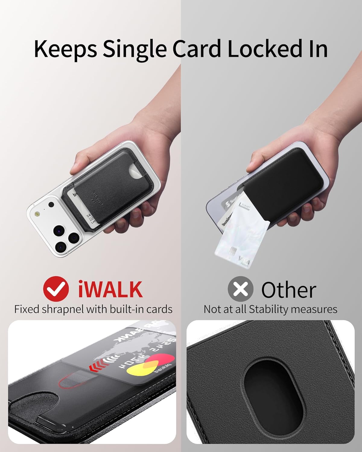 iWALK Stronger Magnetic Wallet, Upgraded for MagSafe Wallet, RFID Blocking, 5 Card Holder with Adjustable Stand, Slim Leather Phone Wallets for iPhone 17/16/15/14/13/12 Series, iPhone Wallets - Image 5