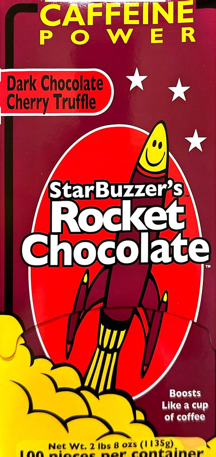 Rocket Chocolate Dark Chocolate Cherry Flavored Caffeinated Chocolate Truffles, 100 count, Mini