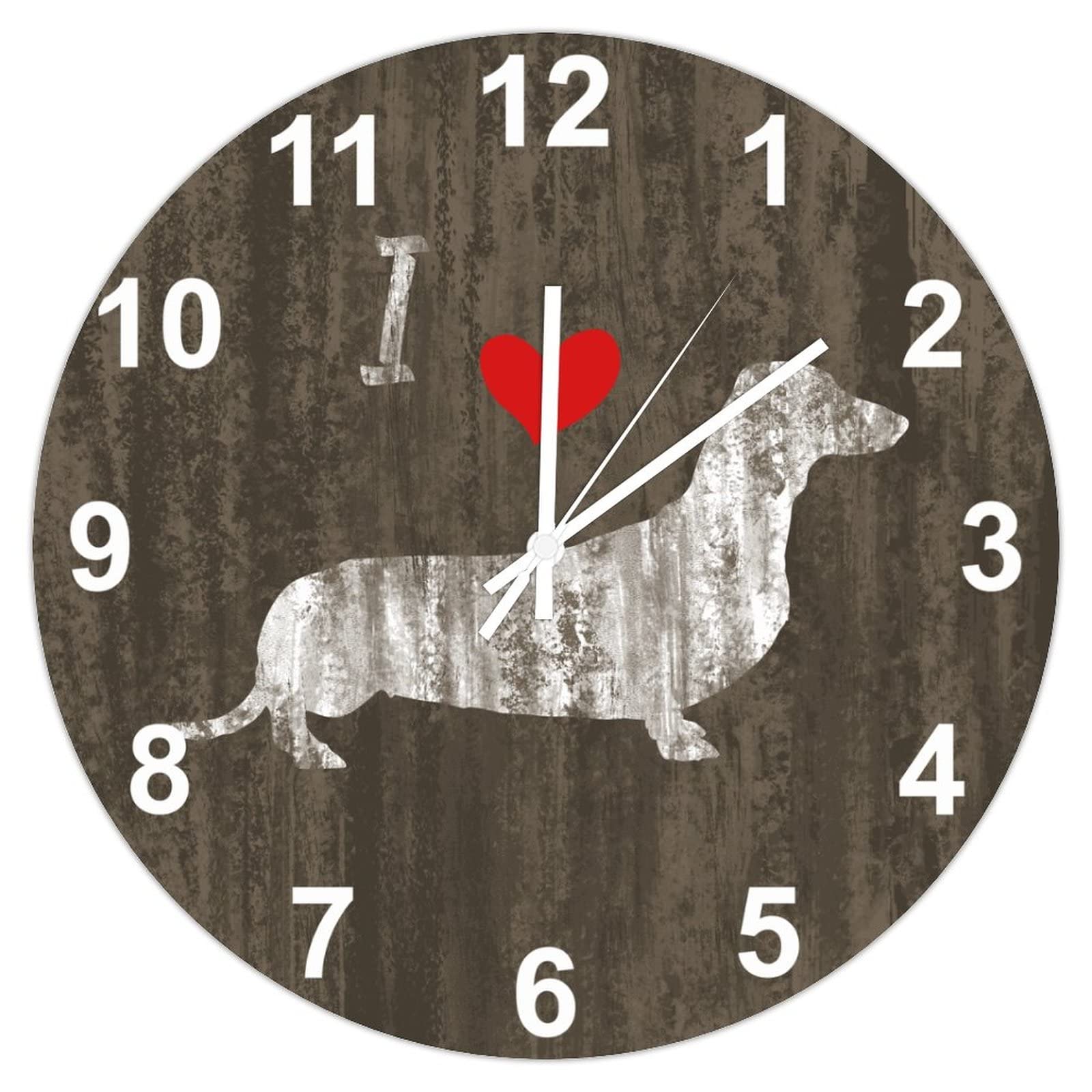 Horloge murale teckel bois 38 cm montre quartz silencieuse déco salle de bain à pile