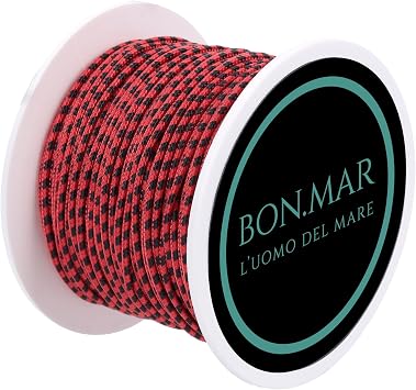 Dyneema Coated Line Sk 75, 50 m Spool, Red Black Inserts, Diameter 1.5 mm