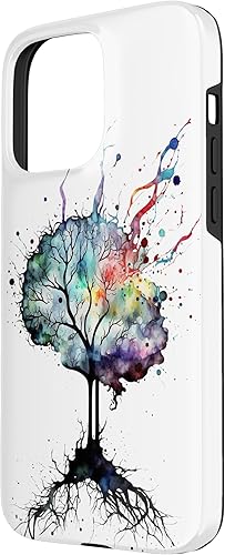 Vista 83 de iPhone 13 Pro Max Watercolor Brain Art, funda de neuronas