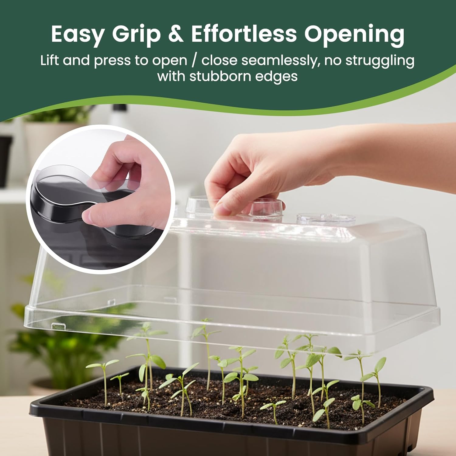 5 Pack 5" High Humidity Domes for SOLIGT Medium 14 * 10.8 * 2.3" Seed Starting Trays, Adjustable Vents, Portable Handle, Clear View, Unobstructed Light