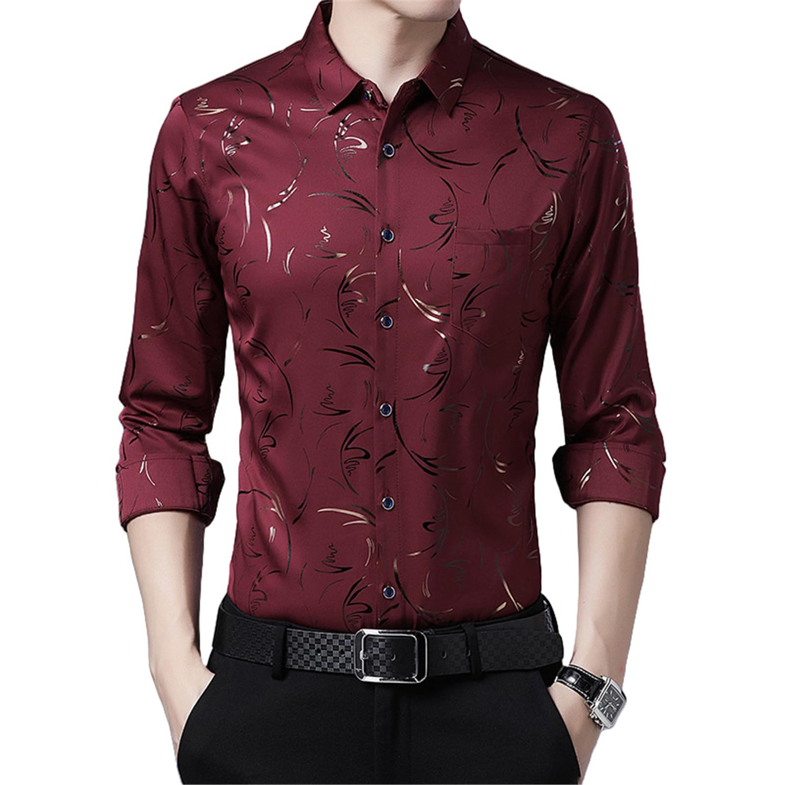 Camiseta informal de manga larga para hombre joven en primavera 8