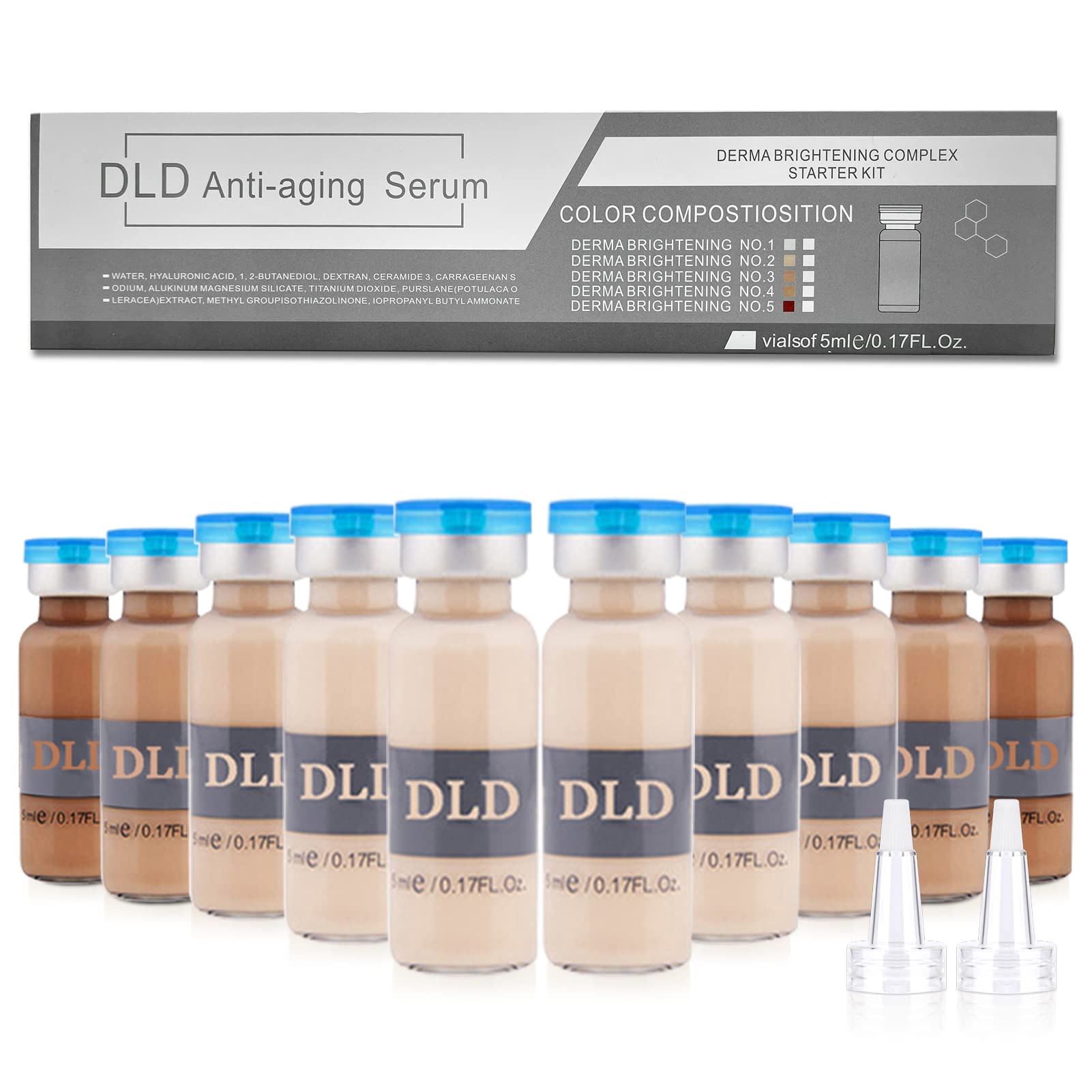 BB Glow Starter Kit BB Glow Pigment Serum Foundation Skin Treatment Kit Anti-Aging Skin Care 0.17oz 10 Vials for Professional Facial Care Spa Hyaluronic Acid BB Glow