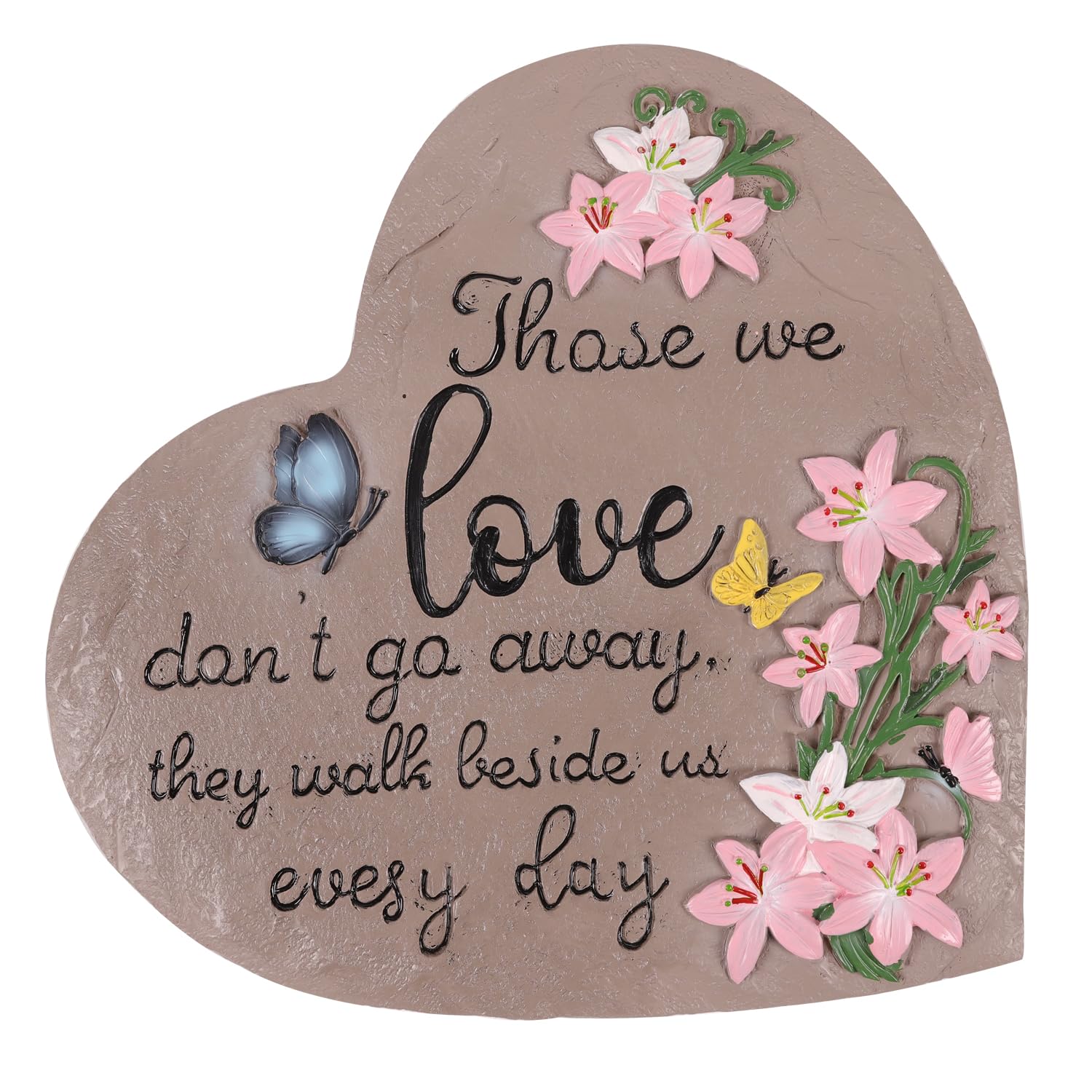 Youdear MemorialsHeart Shaped Memorial Garden Stones, 10 inches Sympathy Garden Stone for Loved One, in Memory of Loved one Gifts, Resin Garden Stepping Stones Outdoor, Memorial Gifts (Butterfly)