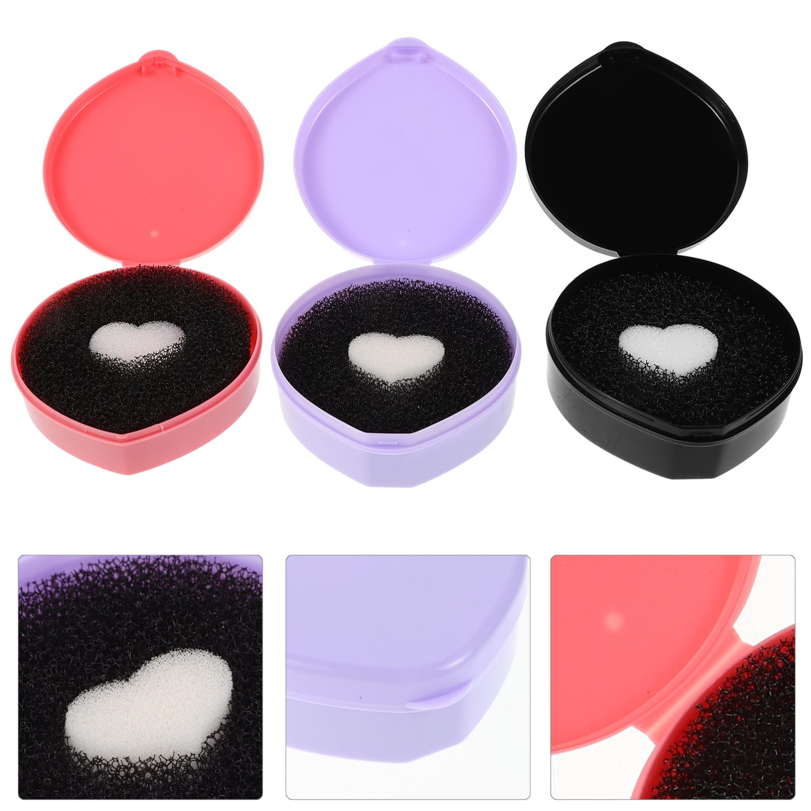 HAPINARY Makeup Sponge Cleaners Dry Makeup Brush Cleaner Case 3pcs Brush Cleaning Box Quick Efficient Cleaning Heart Shaped Design