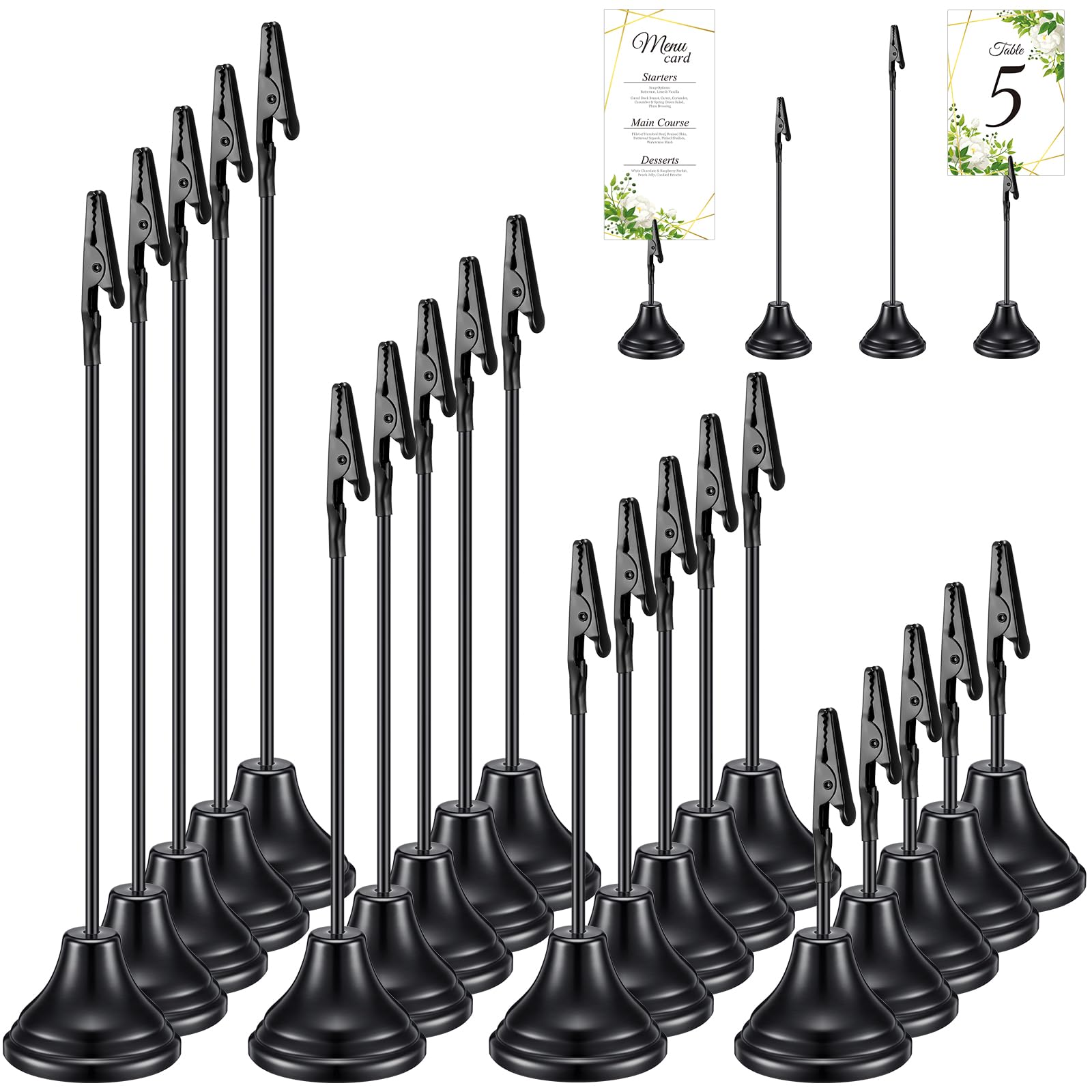 20 Pcs Table Number Holders for Wedding, 4/6/8/10 Inch,Black