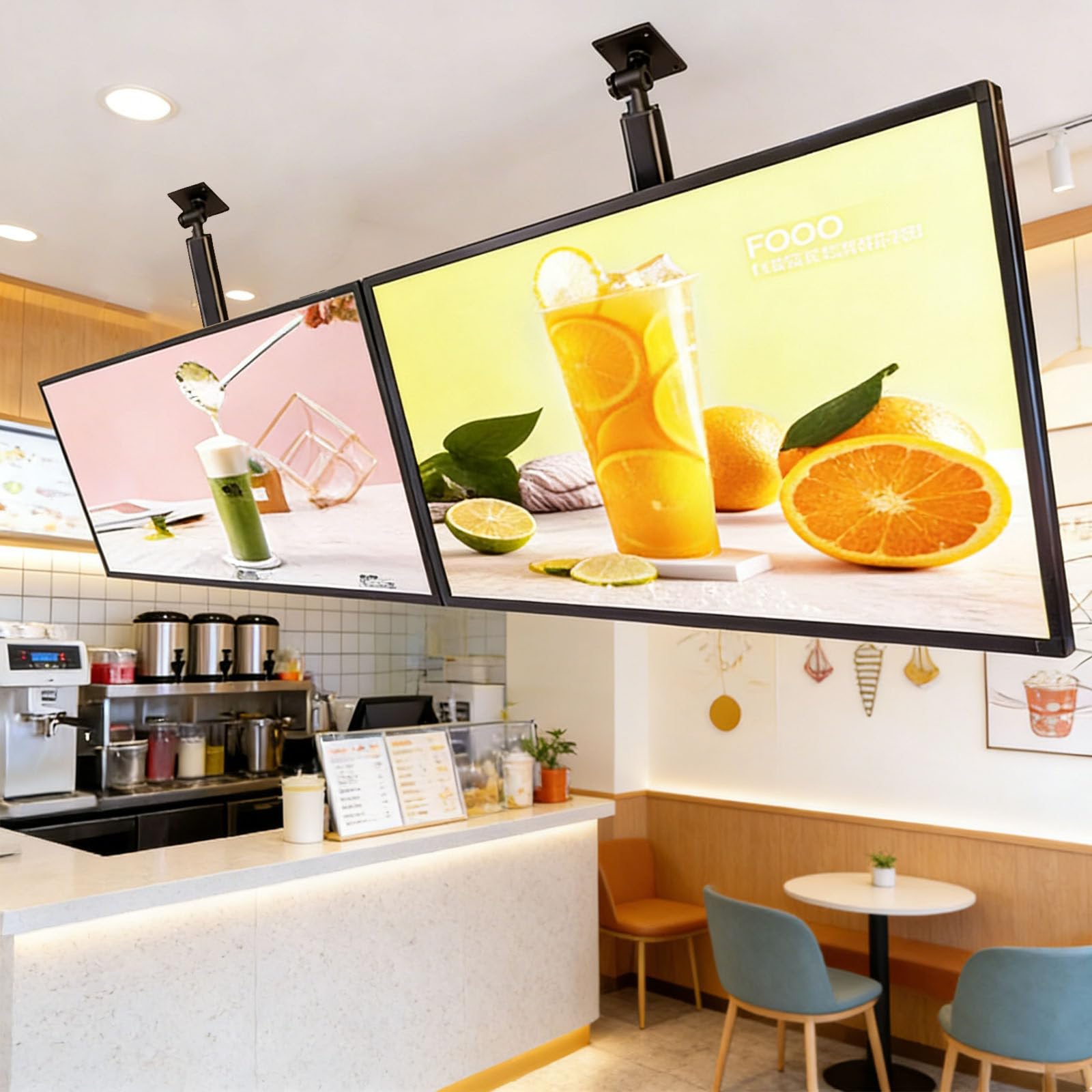 Pudełko reklamowe LED, wąska obrotowa ramka do wyświetlania menu restauracji, montowany na ścianie znak billboardowy