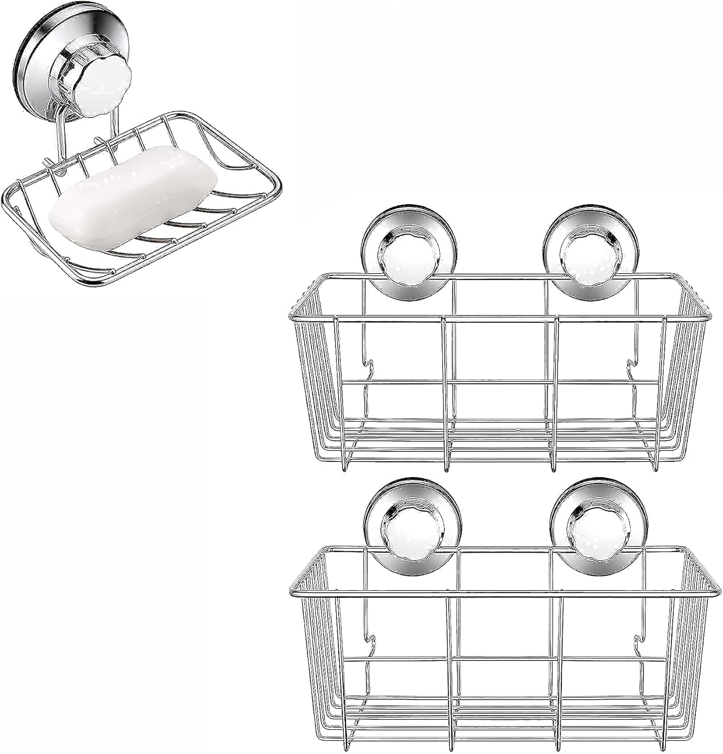 iPEGTOP Vacuum Suction Cup Shower Soap Dishes ＆ Shower Caddy Bath Shelf for Bathroom Storage Organizer