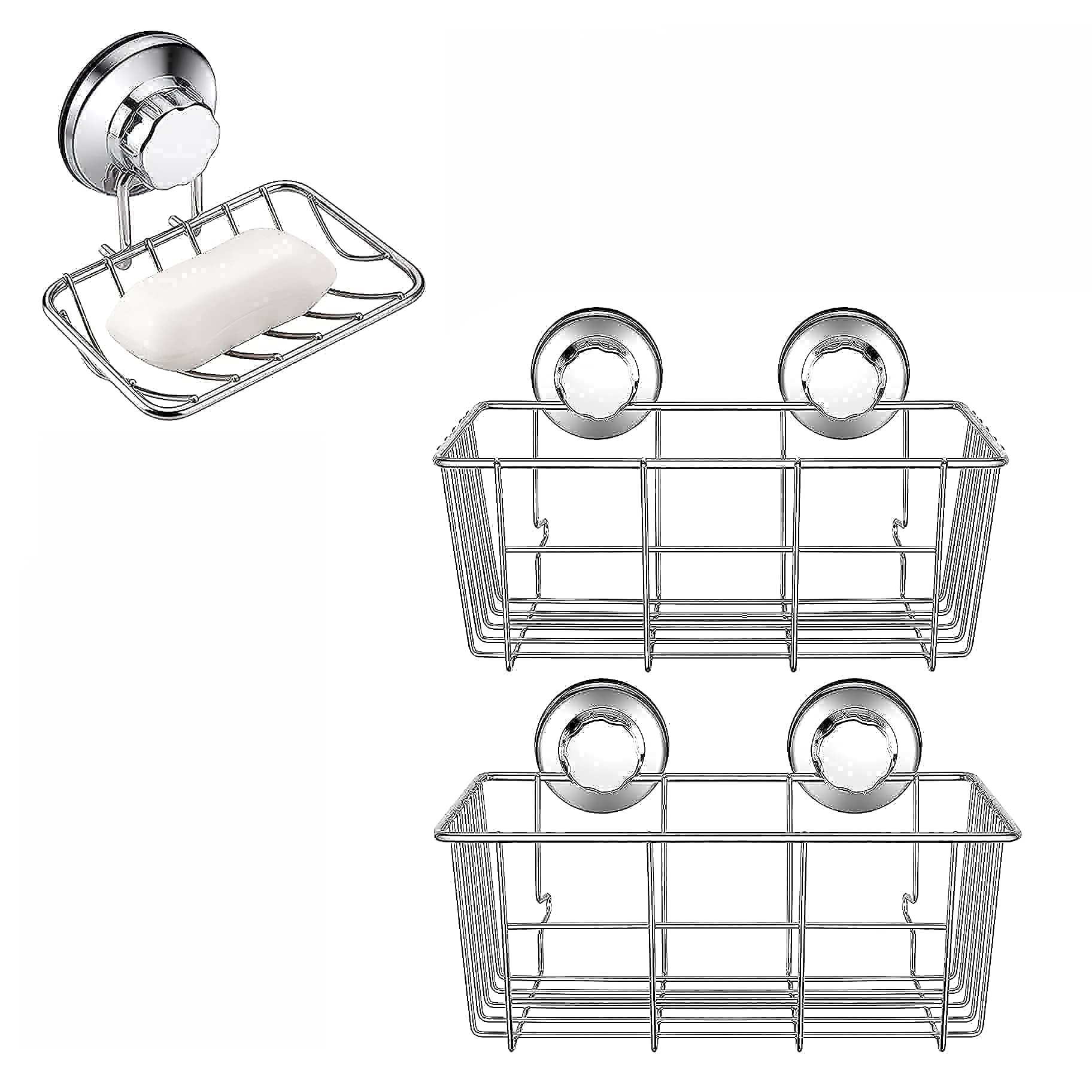 iPEGTOP Vacuum Suction Cup Shower Soap Dishes Shower Caddy Bath Shelf for Bathroom Storage Organizer