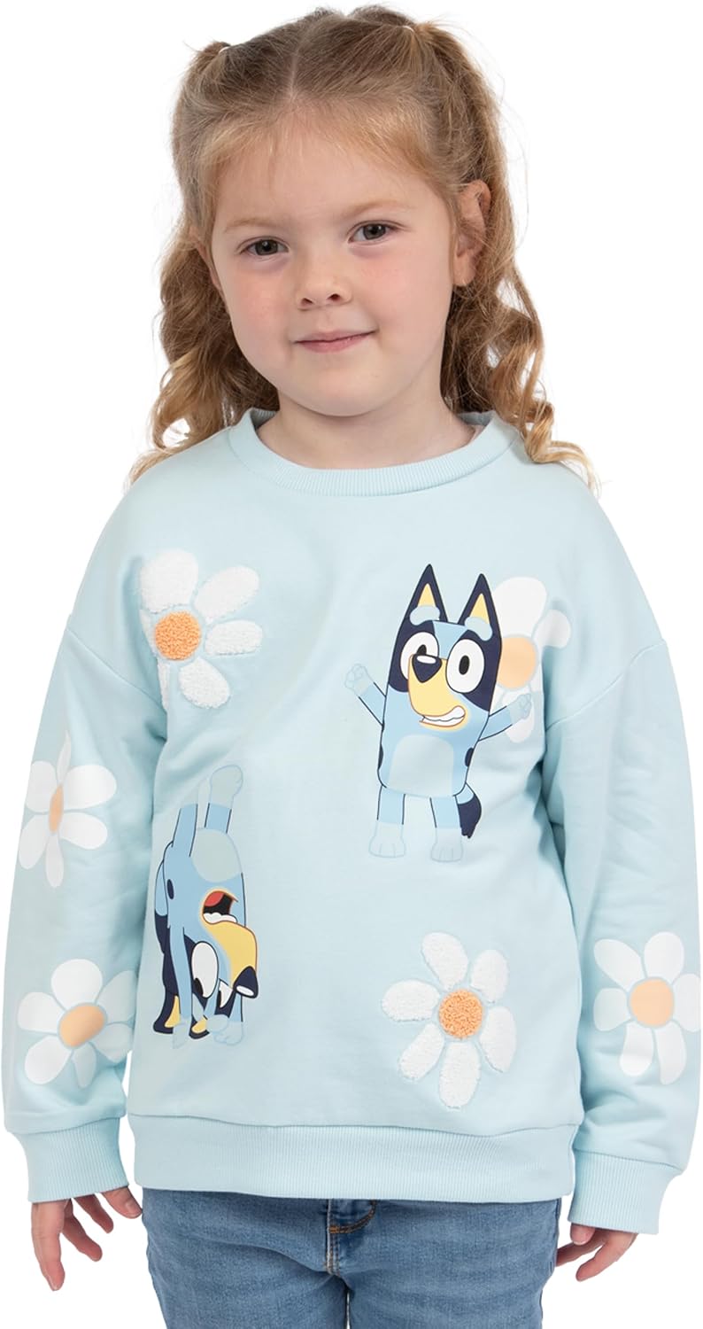 Bluey Sweater | Cotton Girls Sweatshirt | Flower Sweater |Girls Pullover