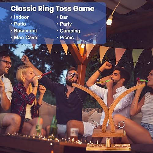 Miniatura 5 de Juego de lanzamiento de anillos para adultos, juego de gancho y anillo para adultos, juego de lanzamiento de gancho de anillo de teca, juegos de