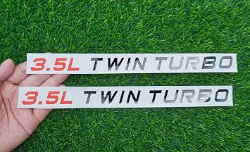 Set of 2 Vinyl 3.5L Twin Turbo Decal Truck Hood Left and Right Sides Stickers Decals 11.4 inch Red Black