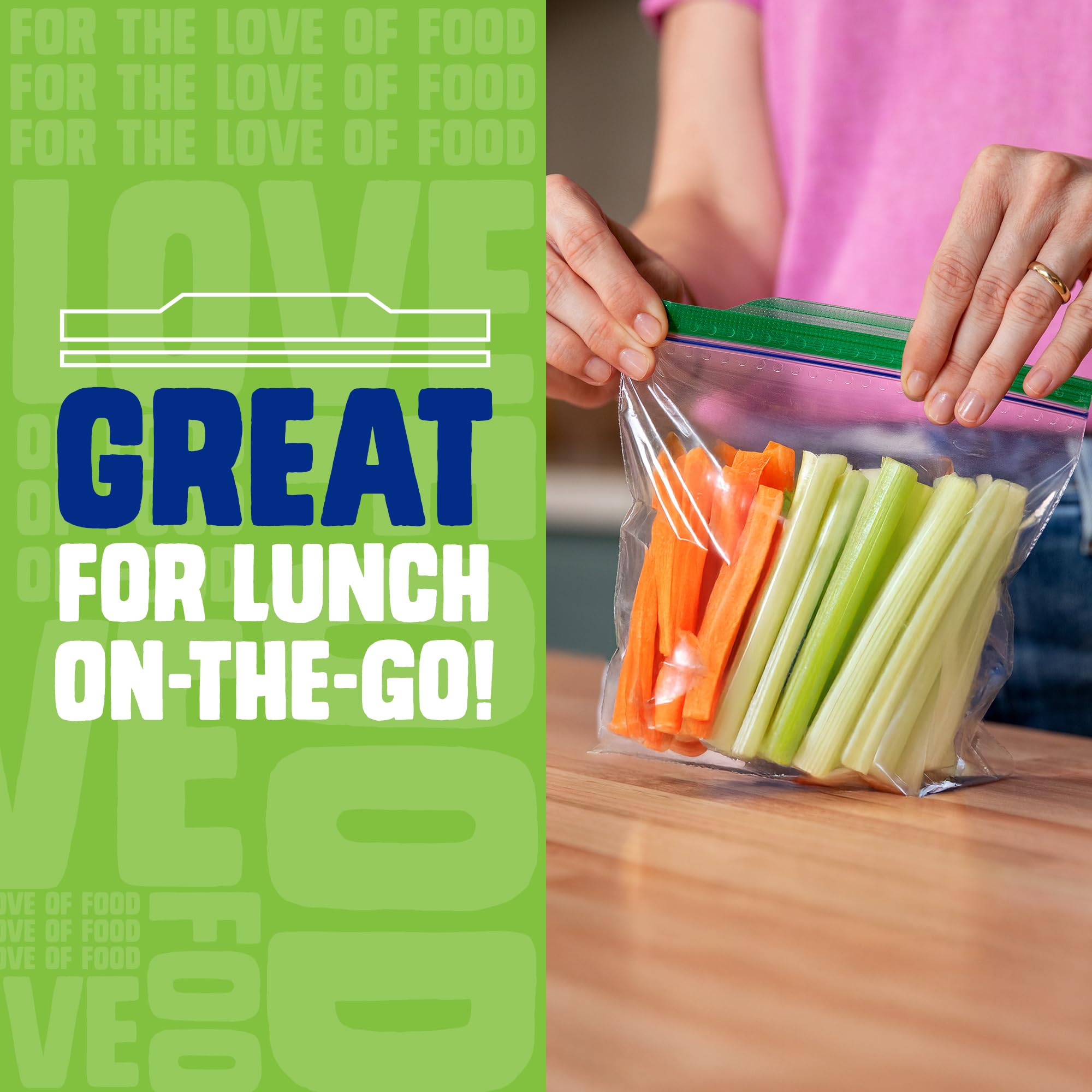 Ziploc Sacchetti per panini e snack con texture EasyGuide, sacchetti in plastica con tecnologia Grip 'n Seal, 270 sacchetti in totale