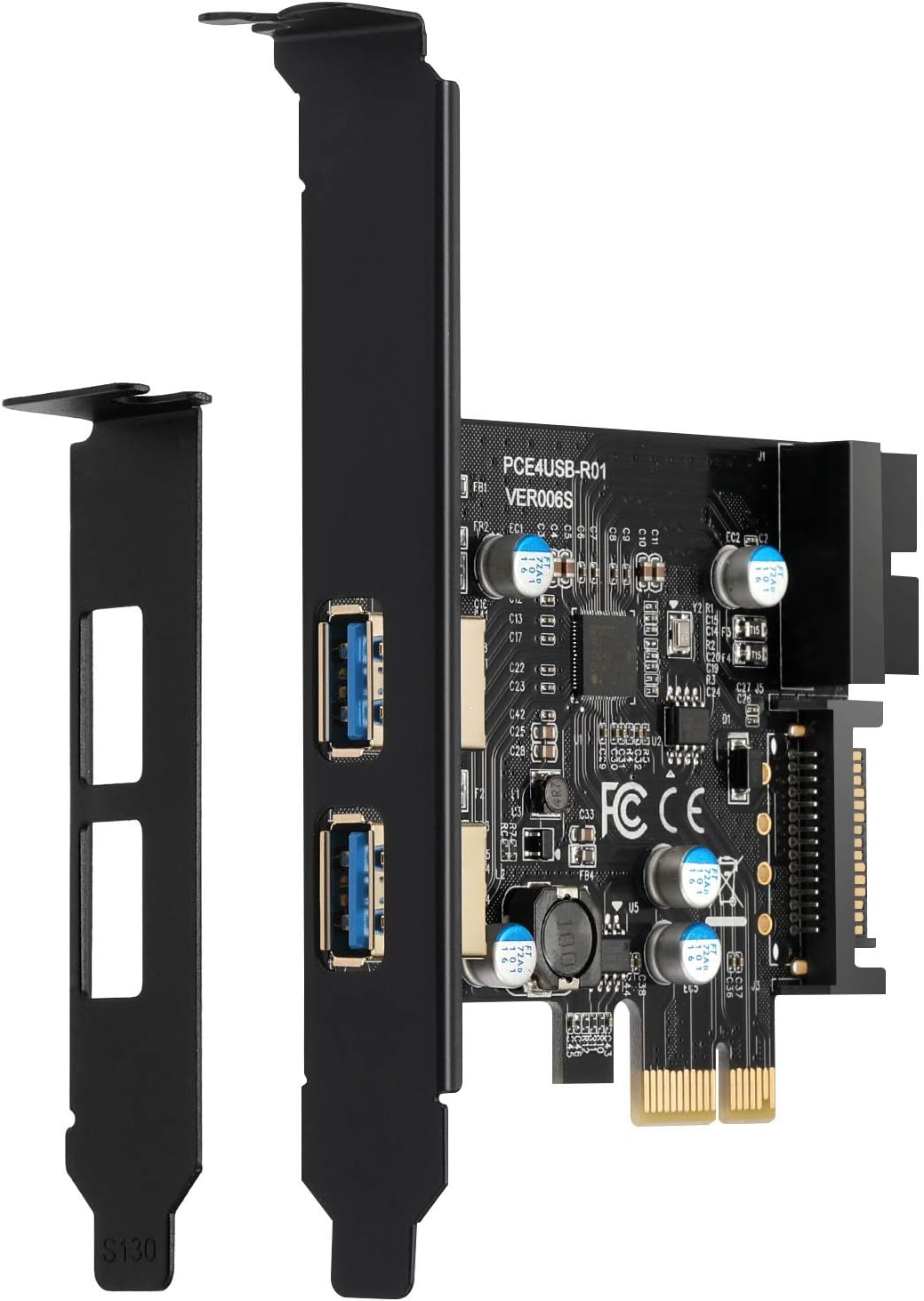 PCI E USB 3.0 Card Express 1X 2 Ports with Internal 19 Pin USB 3.0 Connector Superspeed 5Gbps PCI E USBIII Expansion Card Controller Adapter Support Windows 10, 8, 7, XP