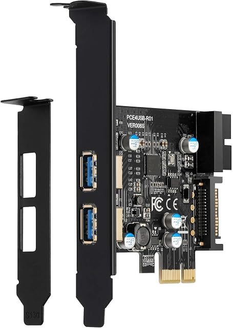BEYIMEI PCIE USB 3.0 2-port Expansion Card, with 15pin SATA power connector and 19pin USB3.0 interface (Expand 2 Front Panel USB), USB 3 Hub Converter for Windows XP/Vista/7/8/10/Linux/Ubuntu (TYPE A)