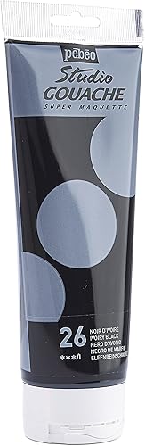 Miniatura 12 de PEBEO Studio Gouache - Pintura fluida, 7.4 fl oz, color negro marfil, fórmula mate de terciopelo, para pintura acrílica e ilustración, suministros