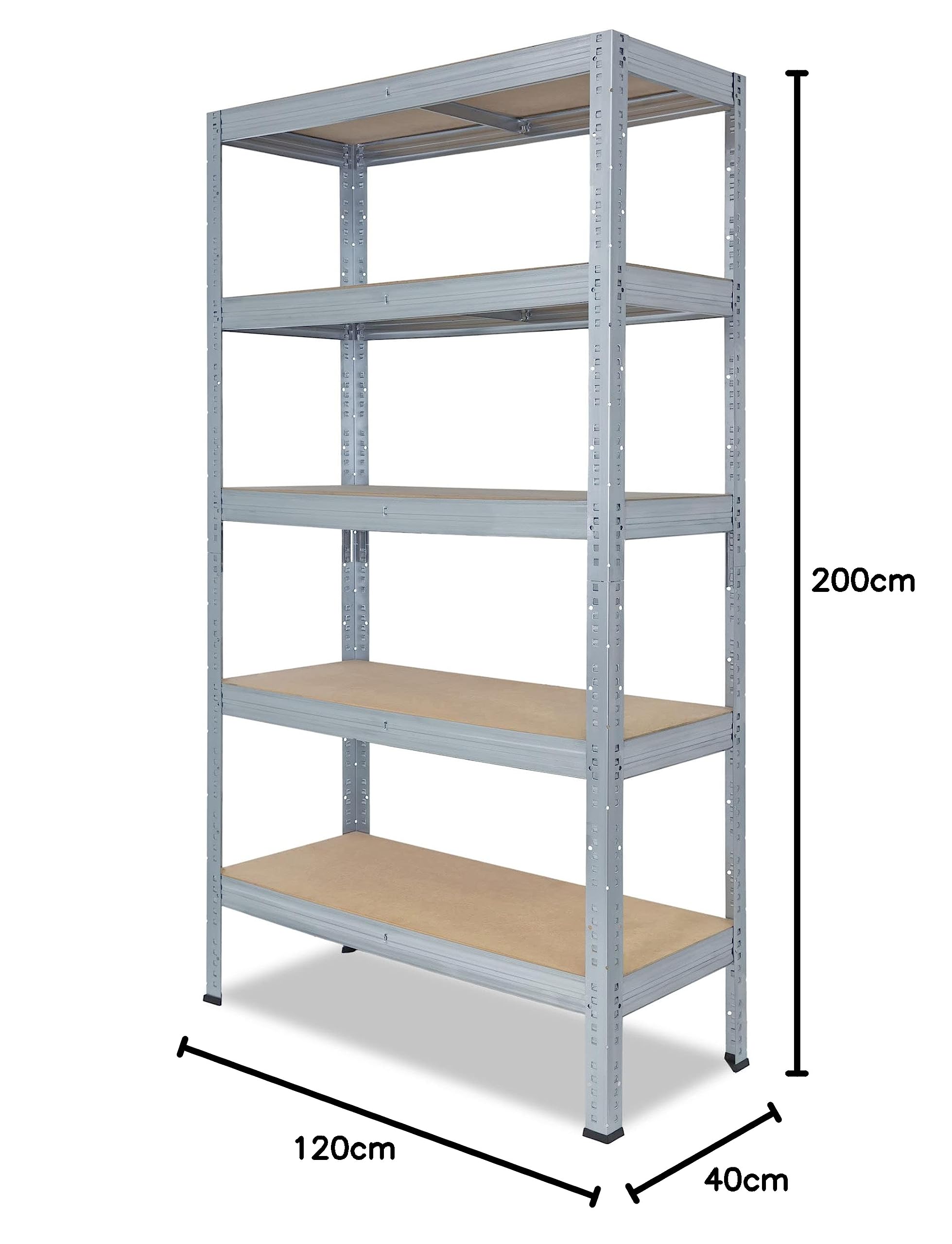 shelfplaza® 200x120x40cm Profi Schwerlastregal verzinkt/Metallregal mit 5 Böden à 200kg Tragkraft/Kellerregal Metall, Garagenregal, Werkstattregal oder Regal Lagerregal/Steckregal Metall