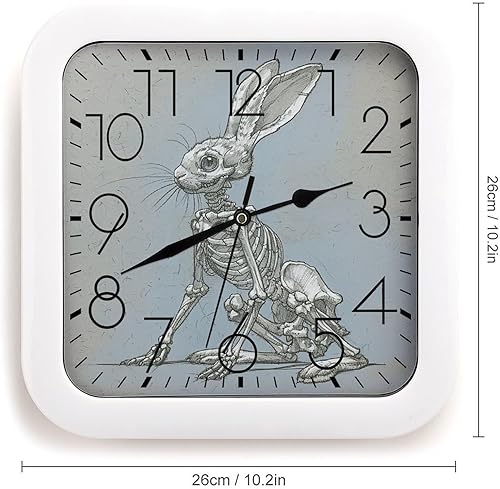 Miniatura 2 de 10" Square Modern Wall Clock,Animal Skeleton Painting Print Kitchen Clocks Wall Battery Operated,Silent Non Ticking Unique Funny Cute Wall Clock for