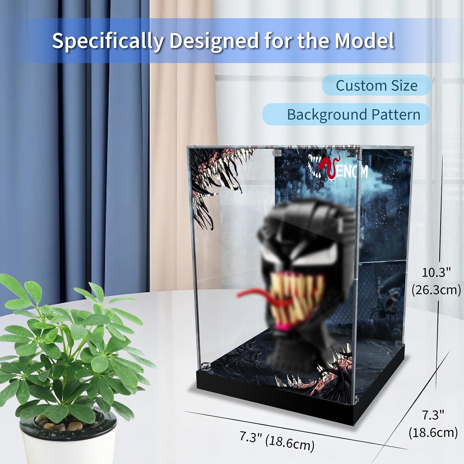 Acrylic Display Case Compatible with Lego 76187 Venom Helmet Building Kit, Dustproof Clear Display Box Showcase (The Model Set NOT Included)