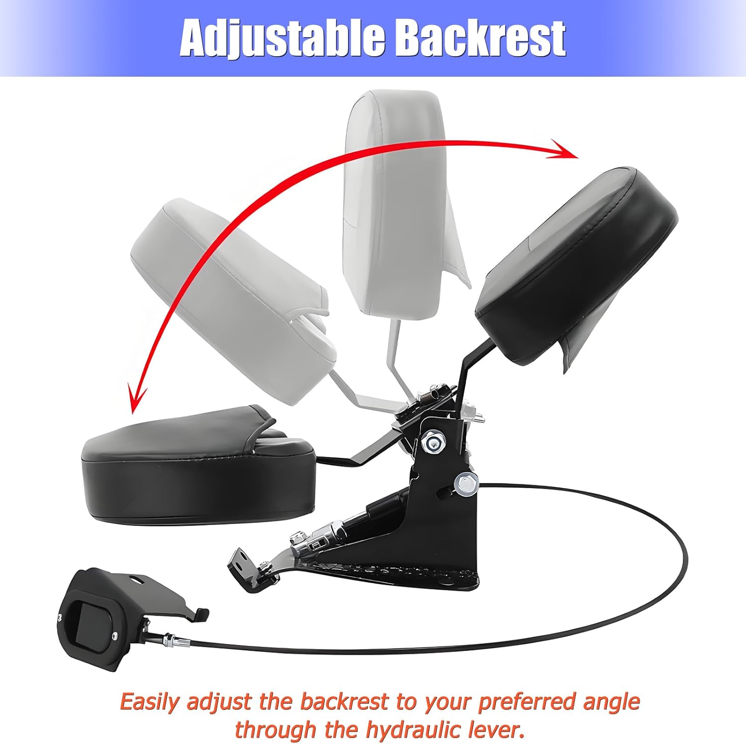 Adjustable Rider Backrest for Touring 2009-UP, Front Driver Back Rest Foldable Pad Seat Kit for Harley Davidson CVO Street/Road/Electra Glide Road King Ultra Limited FLHR FLTRX FLHX FLHT Accessories