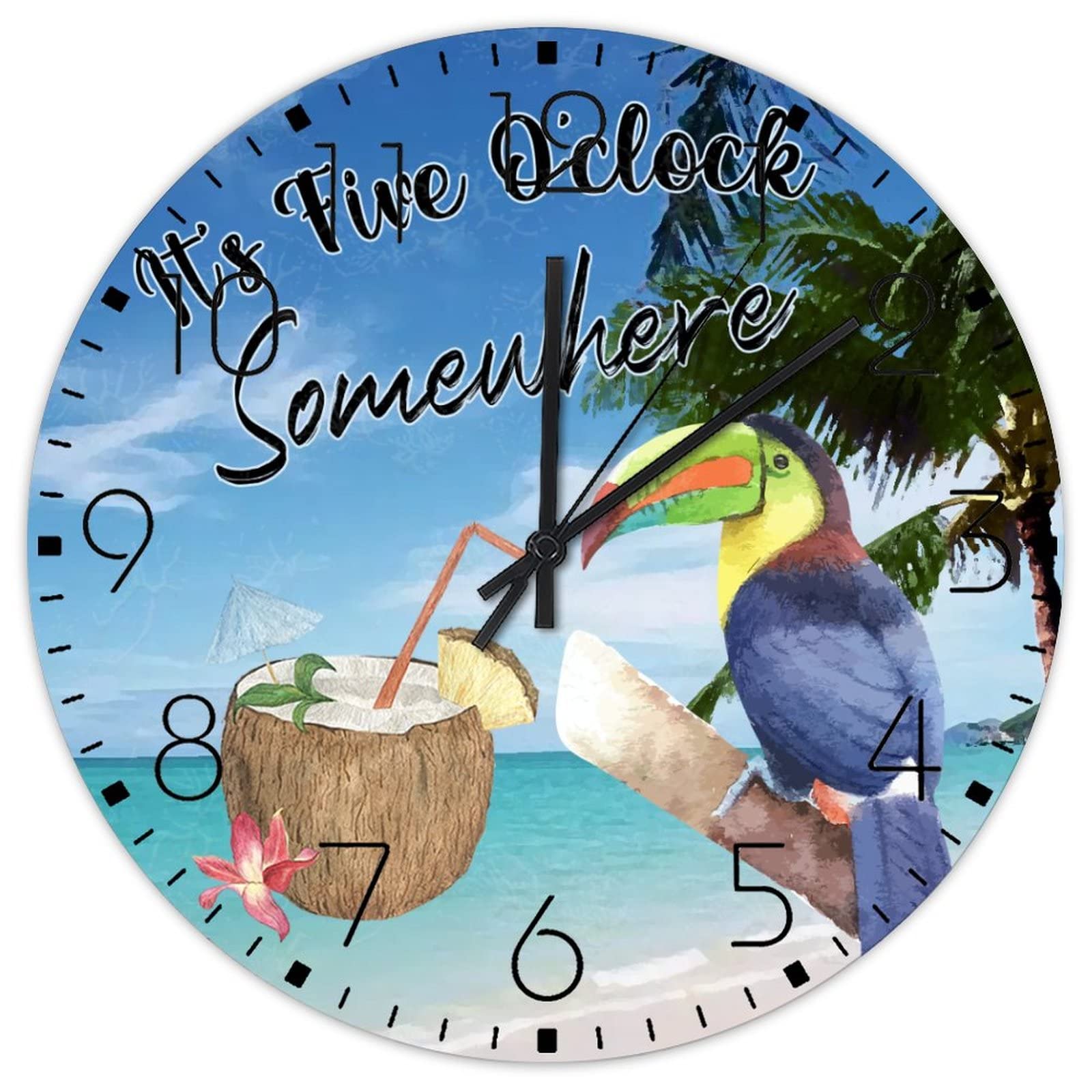 Horloge murale silencieuse en bois de 38 cm pour entrée et bureau
