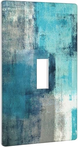 Cubierta de placa de interruptor de luz de palanca simple azul gris arte abstracto decoración de pared cubiertas de salida para habitaciones tienda