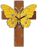 Cross Horloge murale en forme irrégulière Horloge murale décorative Papillon Horloge non-cliquet pour la décoration de bureau à la maison, 16.14×12.63 inch