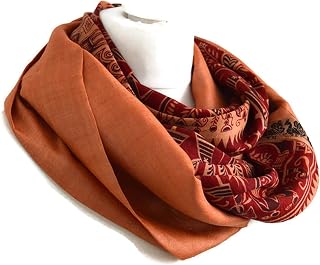 Red Caramel Upcycled vintage Sari Silk Scarf