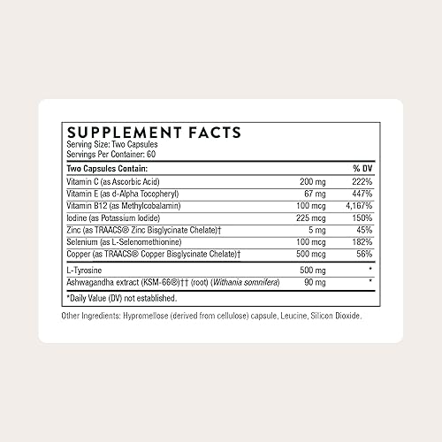 Miniatura 2 de THORNE - Complejo para la salud de la tiroides (anteriormente tirocina) - Cofactores tiroideos para el apoyo de la función tiroidea* - Vitaminas
