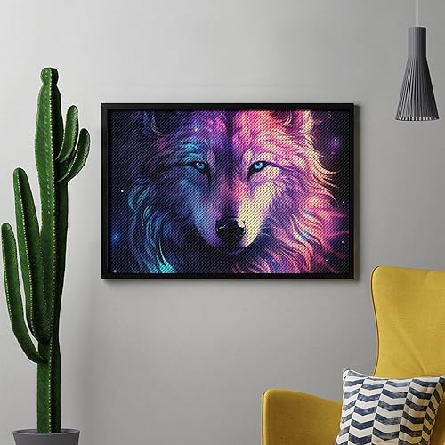 Miniatura 5 de Kit de pintura de diamante de lobo, arte de diamantes 5D con diamantes redondos para decoración de pared del hogar y regalos (8 x 12 pulgadas)
