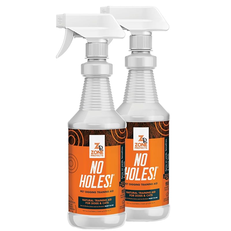 Spray repelente para cães e gatos contra escavação Zone Protects No Holes, pronto para uso, Pacote com 2 frascos de 960 mL